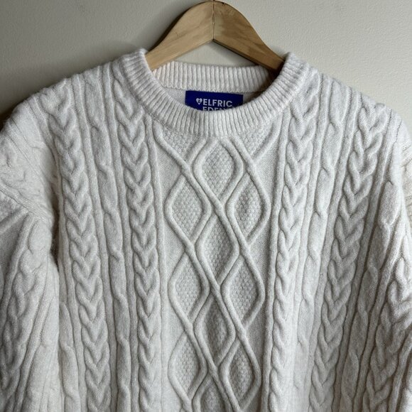 Aelfric Eden White Cable Knit Crewneck Sweater - Picture 2 of 11
